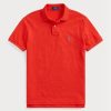 Polos Ralph Lauren rouges en maille ajustée pour homme