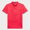 Polos Ralph Lauren rouges en maille ajustée pour homme Polos Ralph Lauren rouges en maille ajustée pour homme