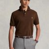 Polos Ralph Lauren Slim Fit en maille marron pour homme Polos Ralph Lauren Slim Fit en maille marron pour homme