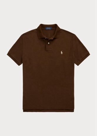 Polos Ralph Lauren Slim Fit en maille marron pour homme