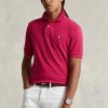 Polos Ralph Lauren Slim Fit en maille rose pour homme Polos Ralph Lauren Slim Fit en maille rose pour homme