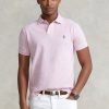 Polos Ralph Lauren Slim Fit en maille rose pour homme Polos Ralph Lauren Slim Fit en maille rose pour homme