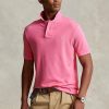 Polos Ralph Lauren Slim Fit en maille rose pour homme Polos Ralph Lauren Slim Fit en maille rose pour homme
