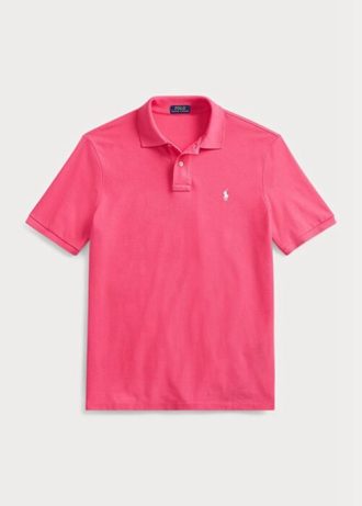 Polos Ralph Lauren Slim Fit en maille rose pour homme