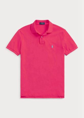 Polos Ralph Lauren Slim Fit en maille rose pour homme