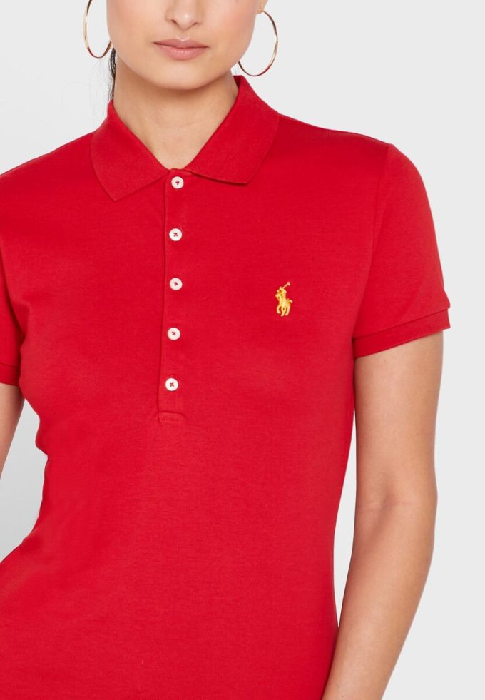 Polos rouges à boutons Ralph Lauren pour femmes Polos rouges à boutons Ralph Lauren pour femmes