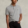 Polos slim fit en maille gris Ralph Lauren pour homme