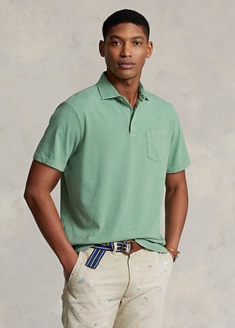 Polos verts en coton et lin Ralph Lauren pour homme, coupe classique