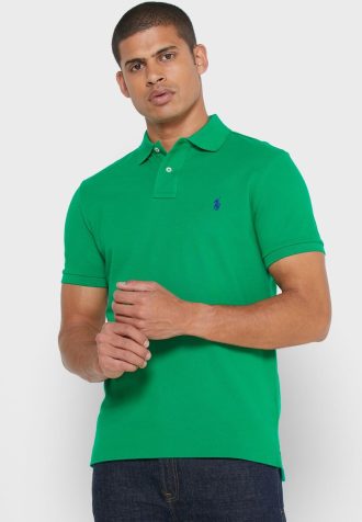 Polos verts en maille basique Ralph Lauren pour hommes
