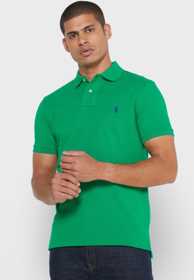 Polos verts en maille basique Ralph Lauren pour hommes Polos verts en maille basique Ralph Lauren pour hommes