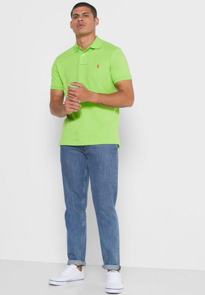 Polos verts en maille basique Ralph Lauren pour hommes Polos verts en maille basique Ralph Lauren pour hommes