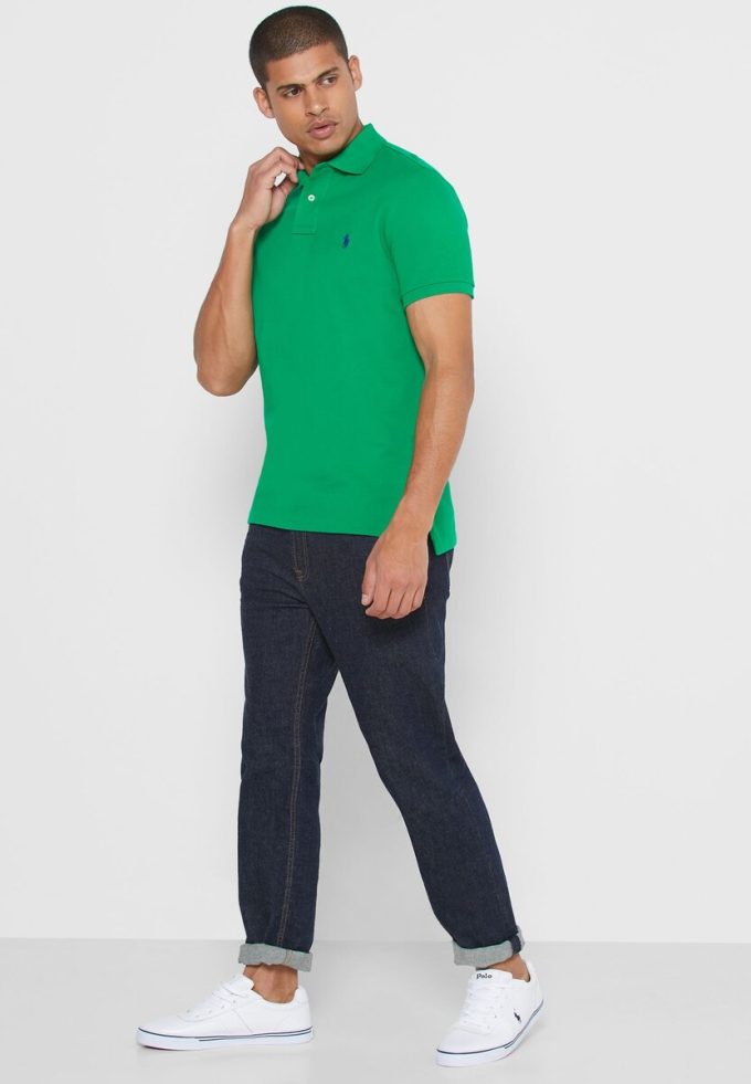 Polos verts en maille basique Ralph Lauren pour hommes Polos verts en maille basique Ralph Lauren pour hommes