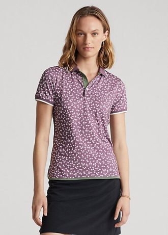 Polos violets en jersey extensible Ralph Lauren pour femmes, coupe ajustée