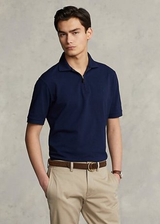 Polos zippés en maille extensible bleu marine Ralph Lauren pour homme