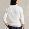 Pull blanc Ralph Lauren en maille de coton à quart de zip pour homme