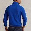 Pull bleu Ralph Lauren en maille de coton à quart de zip pour homme