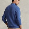 Pull bleu Ralph Lauren en maille de coton à quart de zip pour homme