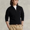 Pull noir Ralph Lauren en maille de coton à quart de zip pour homme