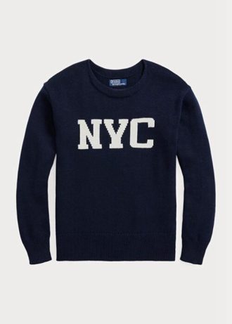 Pull ras du cou bleu marine Ralph Lauren NYC pour homme
