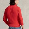 Pull rouge Ralph Lauren en maille de coton à quart de zip pour homme