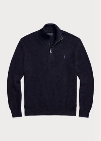 Pull zippé en maille de coton bleu marine Ralph Lauren pour homme