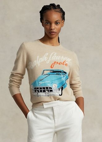 Pulls beiges en cachemire mélangé Ralph Lauren à motif ar pour femme