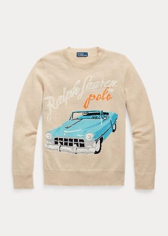 Pulls beiges en cachemire mélangé Ralph Lauren à motif ar pour femme