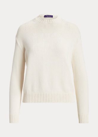 Pulls blancs en coton mélangé ornés Ralph Lauren pour femmes