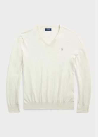 Pulls blancs en coton texturé coupe slim Ralph Lauren pour homme