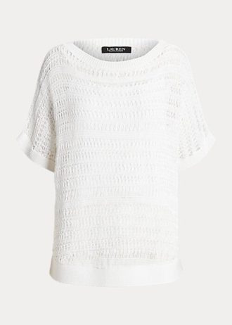 Pulls blancs à manches courtes en maille de coton Ralph Lauren pour femmes