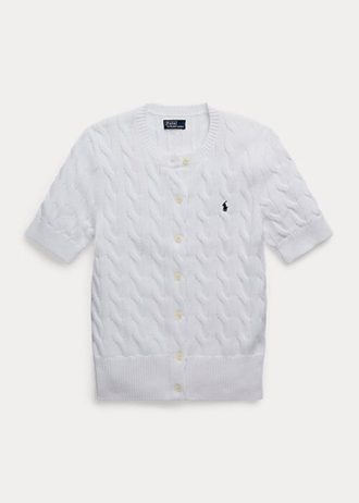 Pulls blancs à manches courtes en maille torsadée Ralph Lauren pour femmes