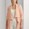 Pulls cardigans roses en maille torsadée en lin et coton Ralph Lauren pour femme Pulls cardigans roses en maille torsadée en lin et coton Ralph Lauren pour femme