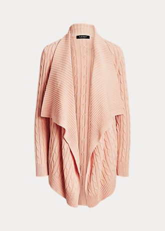 Pulls cardigans roses en maille torsadée en lin et coton Ralph Lauren pour femme