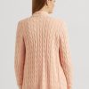 Pulls cardigans roses en maille torsadée en lin et coton Ralph Lauren pour femme Pulls cardigans roses en maille torsadée en lin et coton Ralph Lauren pour femme