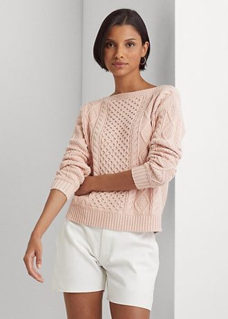 Pulls à col bateau en coton rose Ralph Lauren pour femme