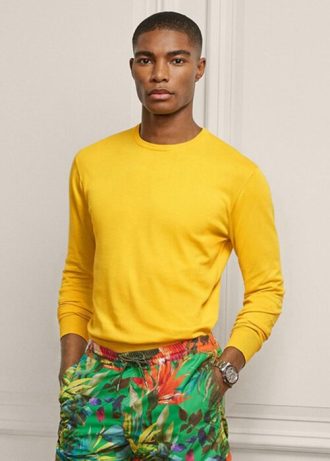 Pulls à col rond en coton jaune Ralph Lauren pour hommes