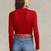 Pulls à col rond en coton rouge Ralph Lauren pour femmes