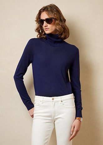 Pulls à col roulé en cachemire bleu marine Ralph Lauren pour femme