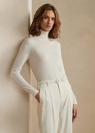 Pulls à col roulé en cachemire crème Ralph Lauren pour femme