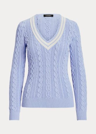 Pulls de cricket bleus en maille torsadée Ralph Lauren pour femmes