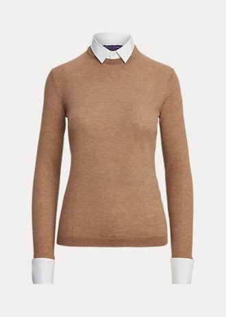 Pulls en cachemire à col Ralph Lauren marron pour femmes
