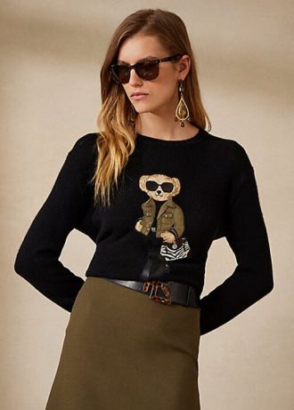 Pulls en cachemire noir pour femmes Ralph Lauren Utility Bear