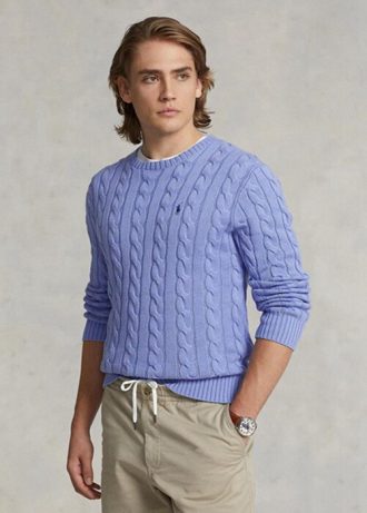 Pulls en coton torsadé violet Ralph Lauren pour homme