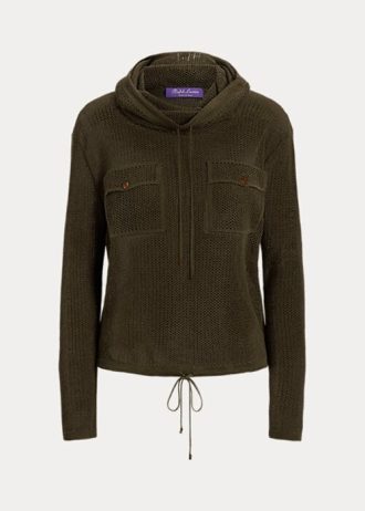 Pulls en maille soie-lin à col cheminée Olive Ralph Lauren pour femme