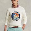 Pulls graphiques blancs en coton et lin Ralph Lauren pour hommes Pulls graphiques blancs en coton et lin Ralph Lauren pour hommes