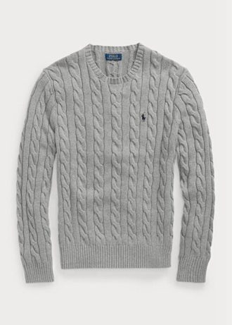 Pulls gris en coton torsadé Ralph Lauren pour homme