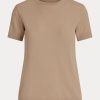 Pulls à manches courtes en jersey de cachemire marron Ralph Lauren pour femme Pulls à manches courtes en jersey de cachemire marron Ralph Lauren pour femme