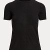 Pulls à manches courtes en jersey de cachemire noir Ralph Lauren pour femmes Pulls à manches courtes en jersey de cachemire noir Ralph Lauren pour femmes