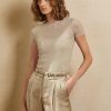 Pulls à manches courtes en maille beige Ralph Lauren pour femme Pulls à manches courtes en maille beige Ralph Lauren pour femme