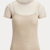 Pulls à manches courtes en maille beige Ralph Lauren pour femme Pulls à manches courtes en maille beige Ralph Lauren pour femme